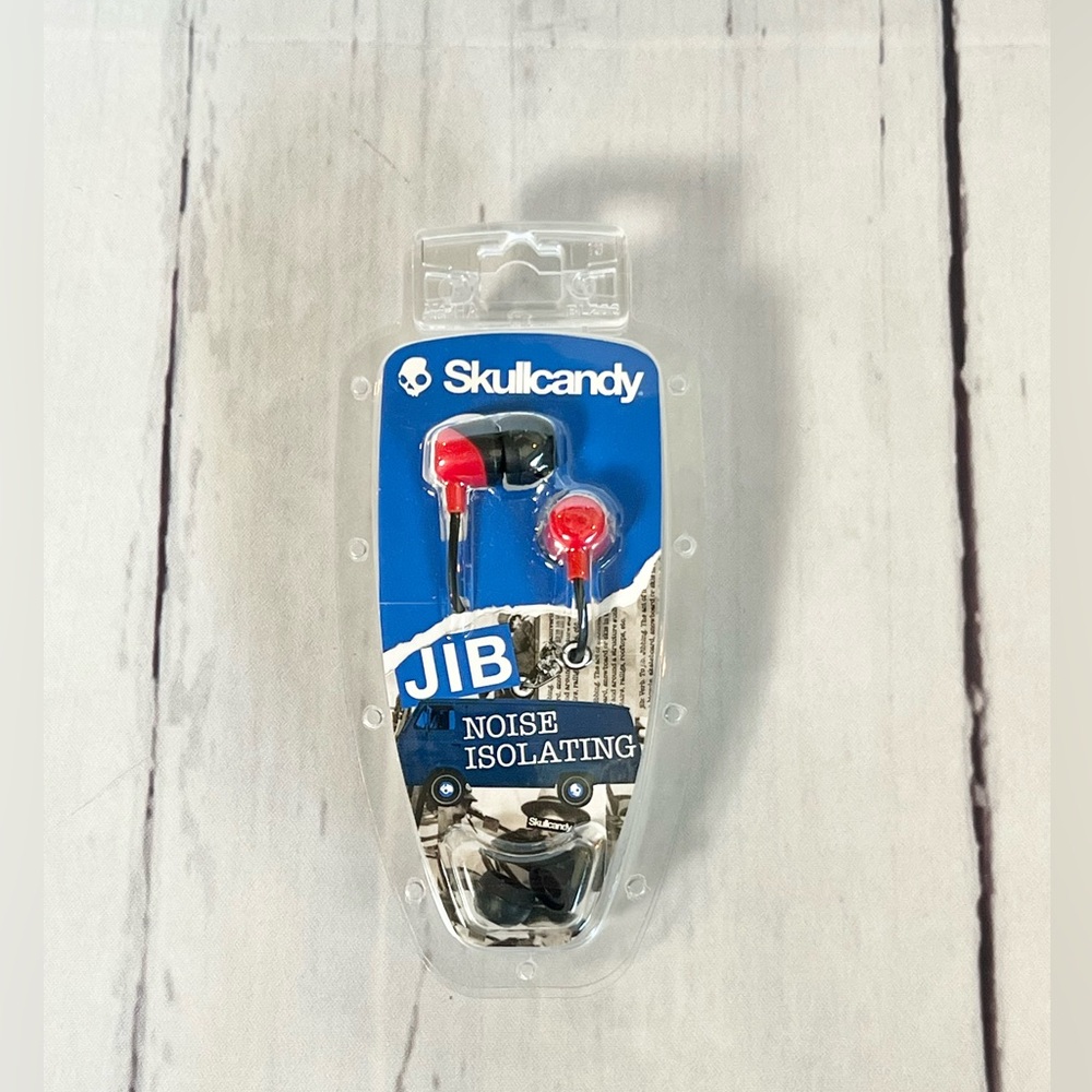 NWT Skullcandy Jib Wired In-Ear Headphones Red Black Noise Isolating Earbuds